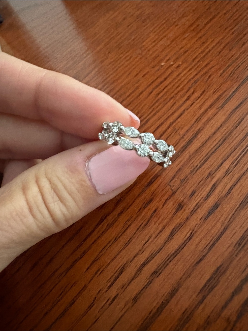 Pnina Tornai double row diamond  Marquise and Round Band -14k white gold. 1ctw
